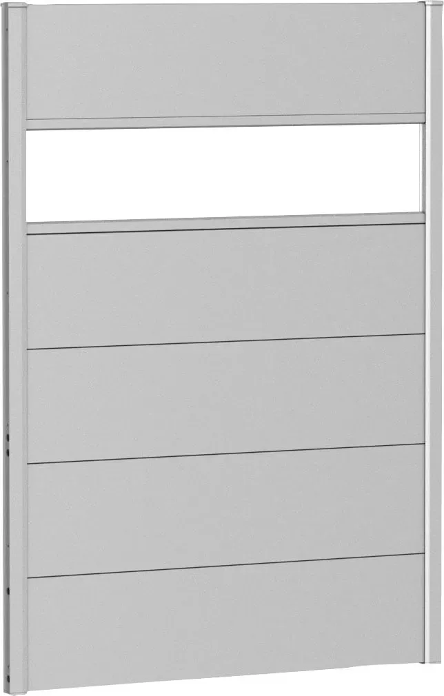 Sichtschutzelement BIOHORT, grau (dunkelgrau, metallic), H:137cm L:96cm, Stahlblech, Zaunelemente, 5 Metall-Paneele, 1 Acrylglas-Paneel und 2 Schienen, LxH: 96x137 cm