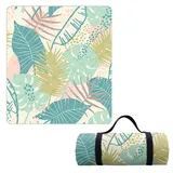 Hayisugal Picknickdecke 200x200 cm Verdickte Stranddecke Sandfrei Wasserdicht Campingdecke Picknickmatte Tragbare Picknickdecke für Strand,Picknick,Wandern,Park,Reisen, Pflanzen C, 200 x 200 cm