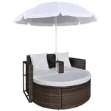 DOTMALL Gartenliege Double Lounger Garten Sonneninsel, Rattan, mit Sonnenschirm