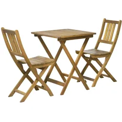 Möbilia 3-tlg. Sitzgruppe aus Akazie | 2 Stühle, 1 Tisch | zusammenklappbar | natur