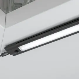 ledscom.de LED Unterbau-Leuchte SIRIS schwarz matt mit Netzteil, flach, 30cm, 370lm, weiß