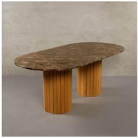 MAGNA Atelier Esstisch Montana mit Marmor Tischplatte, Esstisch, Eichenholz Gestell, Küchentisch, 200x100x76cm braun
