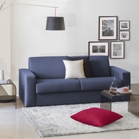 Talamo Italia Schlafsofa Elisabetta 3-Sitzer Sofa Wohnzimmer Made in Italy Drehöffnung mit Matratze und Lattenrost inklusive, gepolstertem Stoff, mit Slim-Armlehnen, 200 x 95 x 90 cm, Blau