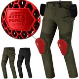 SHIMA Giro Motorrad Hose Herren mit Protektoren Airforce Knieprotektoren Motorradhose Kurzgrößen Hosen für Mann Protektorenhose Textilhose Urban Stretch Cargohose Lang (Männer, Khaki, 38/34)