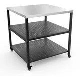 onlyfire Robuster Pizzatisch, Grilltisch Servierwagen Outdoor mit Edelstahloberfläche und 4 Rollen, Pizzaofen-Zubehör (80 x 80 x 83 cm)