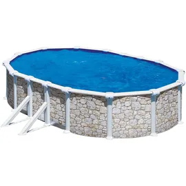 SUMMER FUN Stahlwandpool oval 610 x 375 x 120 cm Steinoptik