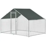pro.tec Hühnerstall Wels Freilaufgehege 3 x 2 x 2 m Silberfarben