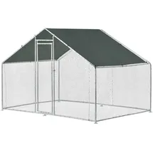 pro.tec Hühnerstall Wels Freilaufgehege 3 x 2 x 2 m Silberfarben