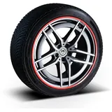 PRIORIM 4x Aluminium Felgenschutzringe (20 Zoll, Rot) - Kratzfester & Wetterbeständiger Rundumschutz für Autoreifen & Felgen - Effektiver Felgenrand-Schutz