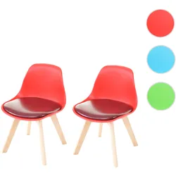 2er-Set Kinderstuhl HWC-E81, Kinderhocker Stuhl Kinderm√∂bel Kinderzimmer, 55x38x39cm ~ Kunstleder, rot