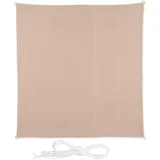 Relaxdays Sonnensegel, 2,5 x 2,5 m, wasserabweisend, Polyester, Spannseile, Segeltuch quadratisch, Garten, Balkon, beige
