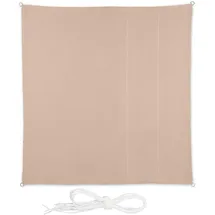 Relaxdays Sonnensegel, 2,5 x 2,5 m, wasserabweisend, Polyester, Spannseile, Segeltuch quadratisch, Garten, Balkon, beige