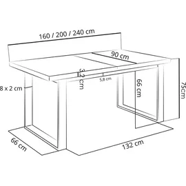 WFL GROUP Valentino 160 x 90 x 75 cm grau