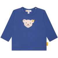 Steiff Baby Langarm-Shirt - Basic, Teddy-Applikation, Cotton Stretch, uni Blau 68
