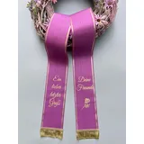 (17 Farbe Auswahl) Moire Trauerschleife mit Text personalisiert, Grabsgesteckband Bedruckt nach Wunschtext, Urnen- Grabstrausschleife, Kranzschleife (Erika Pink, 125mm)