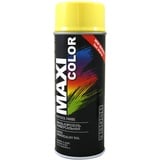 Maxi Color NEW QUALITY Sprühlack Lackspray Glanz 400ml Universelle spray Nitro-zellulose Farbe Sprühlack schnell trocknender Sprühfarbe (1018 Zinkgelb glänzend)