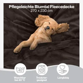Blumtal Kuscheldecke 270 x 230 cm Dunkelbraun