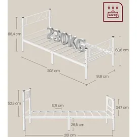 VASAGLE 90 x 200 cm Weiß