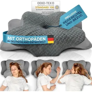 Glückstoff Orthopädisches Kissen 80 x 40 cm Grau