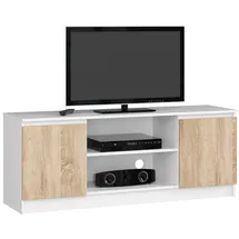 Akord TV-Lowboard 140 x 55 x 40 cm Weiß/Sonoma-Eiche Holz