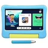 KYASTER Kinder Tablet, 7 Zoll HD IPS Bildschirm, Android 12, Quad Core 2.0 Ghz, 6 GB + 64 GB, 5G WiFi, 3500 Mah Akku, Kindersicherung für Bildung Gaming, Eva-Kindersicheres Etui mit Stift (Blau)