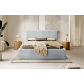 Selsey Doppelbett Farese - Bett mit Polsterrahmen, Cordbezug 140 cm, hellgrau - Hellgrau