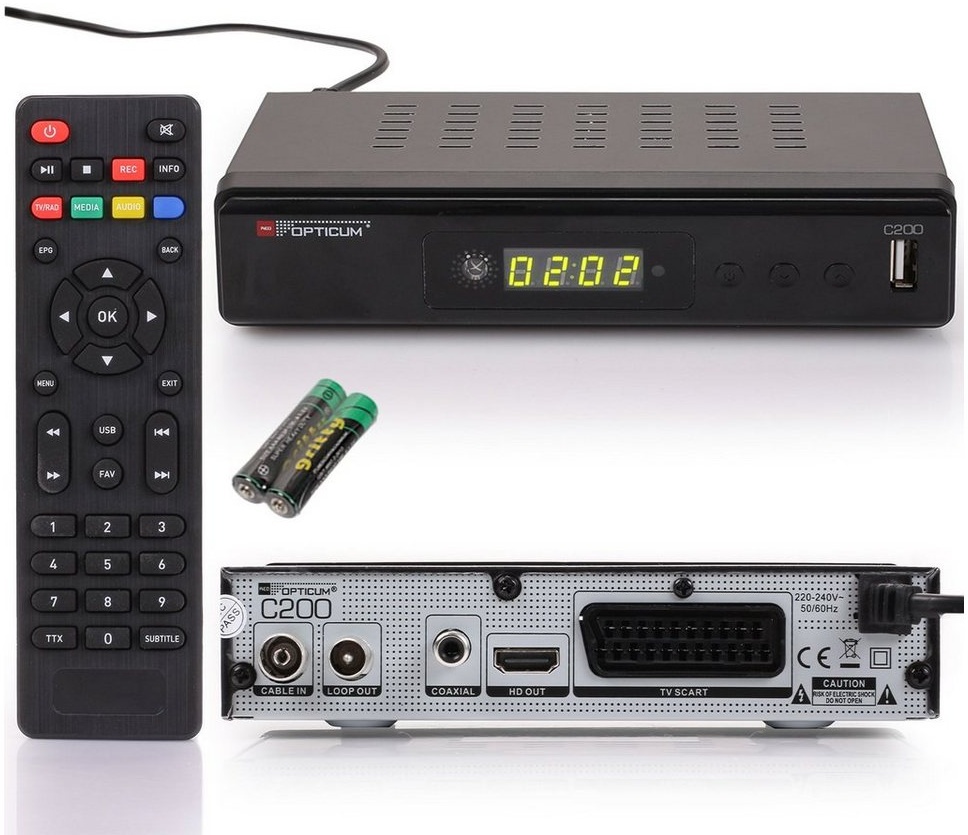 TV-Kabel Receiver DVB-C Kabelanschluss HDTV C100 Optikum HDMI Scart USB Digital 