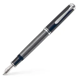 Pelikan Souverän M405 Stresemann Kolbenfüller schwarz/anthrazit/silber B (breit)