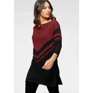 LAURA SCOTT Longpullover Schwarz / Dunkelrot 40