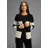 LAURA SCOTT Kapuzenstrickjacke Schwarz-Sand-gestreift 32/34