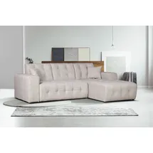 Home Affaire Ecksofa HOME AFFAIRE "Nosia L-Form", beige (creme), B:234cm H:85cm T:163cm, 100% Polyester, Sofas, Ecksofa, incl. 2 Zierkissen, mit feiner Steppung