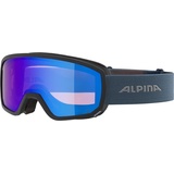 Alpina Scarabeo S Q-LITE - Verspiegelte, Kontrastverstärkende OTG Skibrille Mit 100% UV-Schutz Für Erwachsene, black-dirtblue matt, One Size