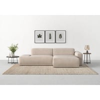 TRENDMANUFAKTUR Ecksofa Braga, mit hochwertigem Kaltschaum, L-Form, in Cord erhältlich, 2 Teile, modernes Sofa, Couch mit hohem Sitzkomfort, 275/72/160 cm (B/H/T) beige