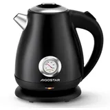 Aigostar Retro Wasserkocher Edelstahl mit Analoger Temperaturanzeige, 1,7L, 2200W, Automatischer Abschaltung, Schwarz - Aigostar