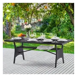 CASARIA Gartentisch WPC Tischplatte 190 x 90 x 75 cm schwarz