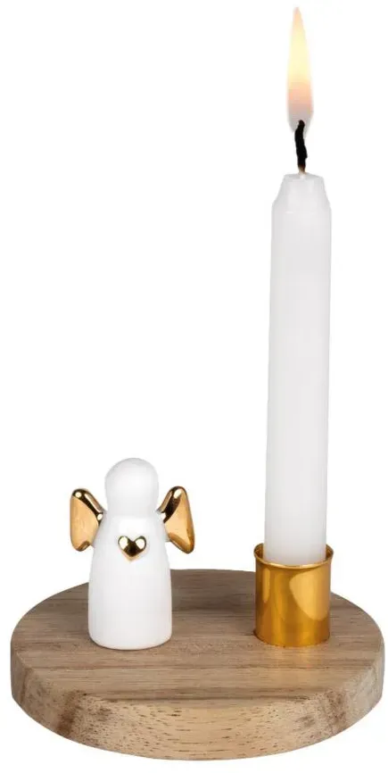 räder Schutzengel Kerzenständer Porzellan Metall gold