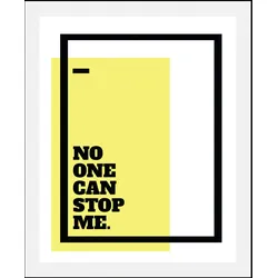 Bild QUEENCE "No one can stop me", weiß (farbe rahmen: schwarz, farbe bild(er): weiß), B:50cm H:70cm, Acrylglas, Papier, Holz, Bilder, gerahmt