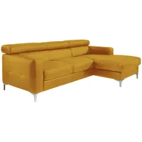 Livetastic Ecksofa, Gelb, Leder, Echtleder, Rindleder, 4-Sitzer, Ottomane rechts, L-Form, 226x169 cm, Made in EU, seitenverkehrt erhältlich, Armteil links, rechts, Wohnzimmer, Sofas & Couches, Wohnlandschaften, Ecksofas
