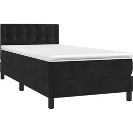 vidaXL Boxspringbett mit Matratze & LED Schwarz 100x200 cm Samt