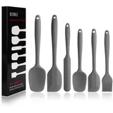 Binhai Silikon Pfannenwender Ölbürste Backpinsel-Set – 4-teiliges Antihaft-Gummi-Spachtel Set mit Edelstahlkern – hitzebeständiger Spachtel Küchenhelfer Set zum Kochen, Backen und Mischen (schwarz)