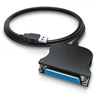 CSL USB auf Parallel Adapter LPT 25pol., Druckerkabel Adapterkabel, Plug and Play, schwarz
