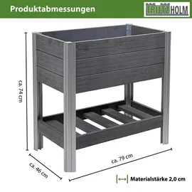 Trutzholm Hochbeet mit Ablage 79x46x74 cm 65 Liter Holzoptik robust witterungsbeständig