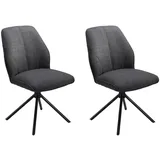 Esszimmerstühle 2er Set Polsterstühle Stühle Metall Webstoff Anthrazit drehbar