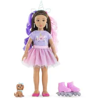 Corolle Girls Luna Einhorn Set, Ankleidepuppe mit Hund, Unicorn-Haarreif,