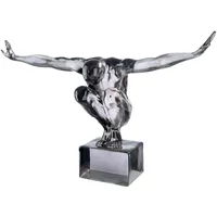 Gilde Skulptur Gris - Acryl - grau glänzend - Cliffhanger - Höhe 33cm x Breite 49cm - Menschenfigur