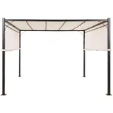 Beliani Pergola, Beige, Schwarz, Metall, 310x215x310 cm, Sonnen- & Sichtschutz, Pavillons & Pergolas, Pergolas