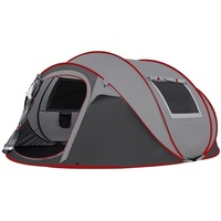 Camping Zelt, Pop Up Zelt 5–6 Personen, Automatisches Aufstellzelt in 3 Sekunden, Wasserdicht Sonnenschutz, Familie Zelt, Tragbares Leichtes Kuppelzelt für Outdoor Camping, Wandern (Dunkel-rot)