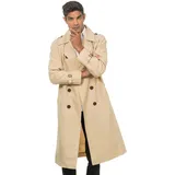 Chaks - Trenchcoat für Erwachsene, Beige, klassischer Detektiv Mantel, Inspector, für Karneval, Mottoparty