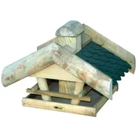 Dobar Vogelfutterhaus Kiefernholz mit Bitumendach & Futtersilo 29 x