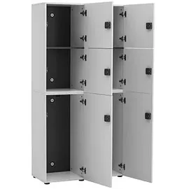 MÖBELPARTNER Spind Locked weiß 702029, 6 Schließfächer 90,8 x 40,7 x 185,2 cm